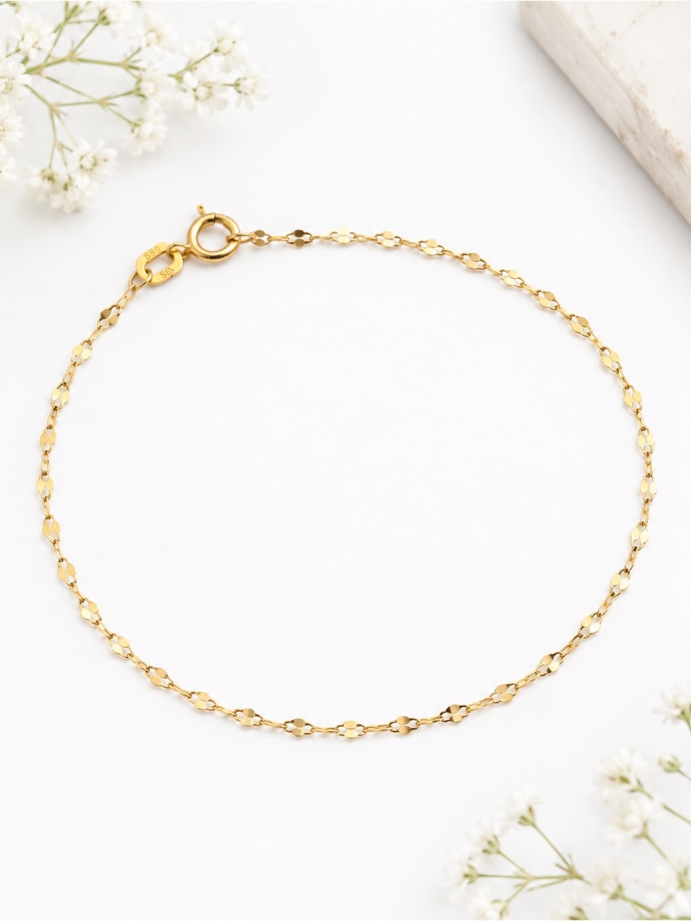 10k Yellow Gold 6.5” Mirror Link Twist Chain Bracelet